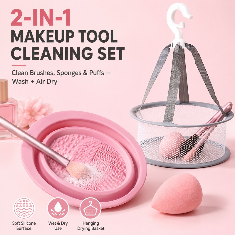 Beauty Makeup Sponge - Ciotola 2-in-1 in Silicone per Pulizia